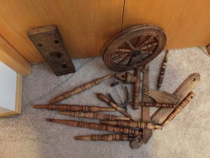 parts of antique spinning wheel