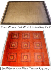 two handwoven tibetan carpets